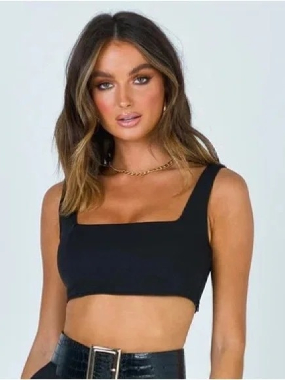 Princess Polly Black Huxley  Crop Top